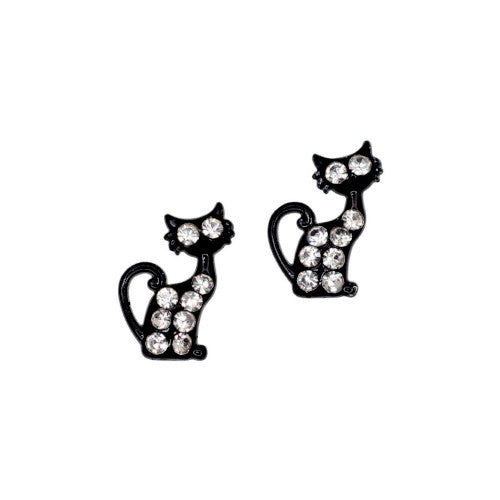 Nail Art Charms, 3D, Rhinestone Embellished, Black Cat, 6mm - BEADED CREATIONS