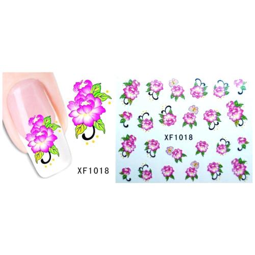 Nail Art Decals, Water Transfer Sliders, Flowers, Pink.  XF1018 - BEADED CREATIONS