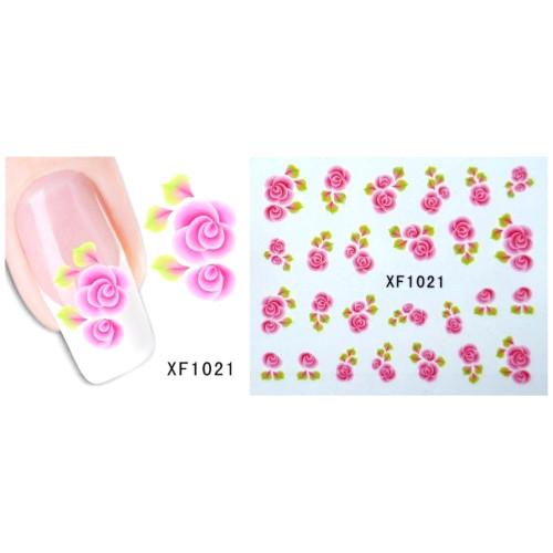 Nail Art Decals, Water Transfer Sliders, Flowers, Pink. XF1021 - BEADED CREATIONS