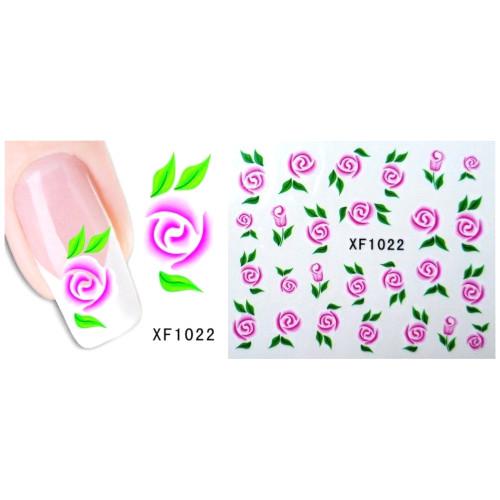 Nail Art Decals, Water Transfer Sliders, Flowers, Pink. XF1022 - BEADED CREATIONS