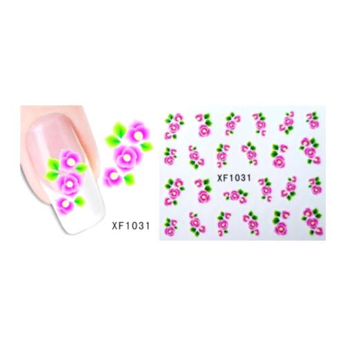 Nail Art Decals, Water Transfer Sliders, Flowers, Pink. XF1031 - BEADED CREATIONS