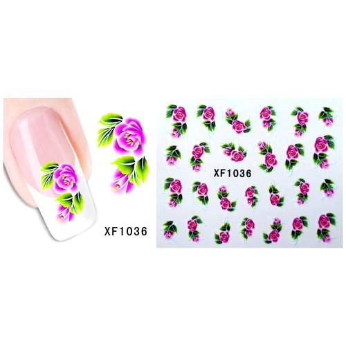 Nail Art Decals, Water Transfer Sliders, Flowers, Pink. XF1036 - BEADED CREATIONS