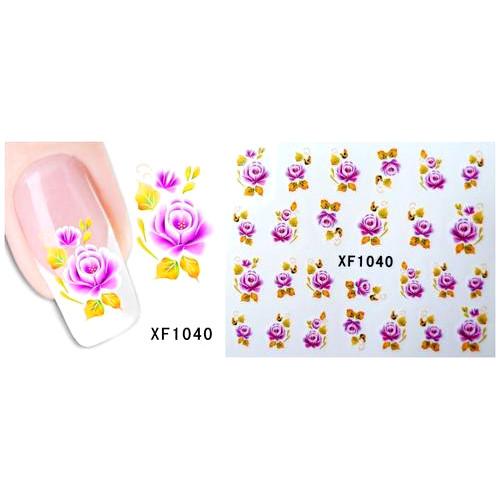 Nail Art Decals, Water Transfer Sliders, Flowers, Pink. XF1040 - BEADED CREATIONS