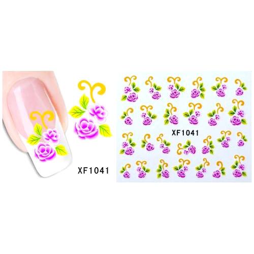 Nail Art Decals, Water Transfer Sliders, Flowers, Pink. XF1041 - BEADED CREATIONS