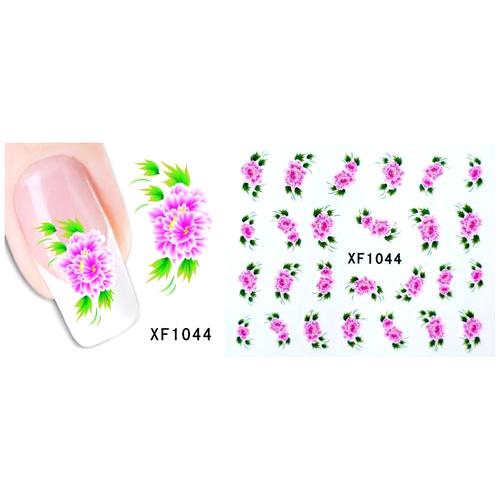 Nail Art Decals, Water Transfer Sliders, Flowers, Pink. XF1044 - BEADED CREATIONS