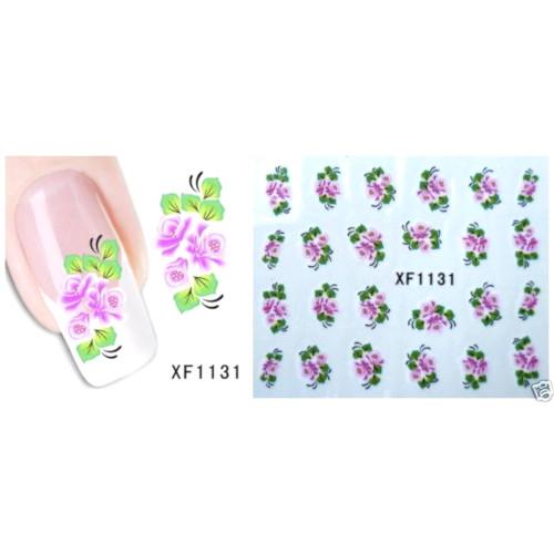 Nail Art Decals, Water Transfer Sliders, Flowers, Pink. XF1131 - BEADED CREATIONS