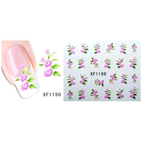 Nail Art Decals, Water Transfer Sliders, Flowers, Pink. XF1150 - BEADED CREATIONS