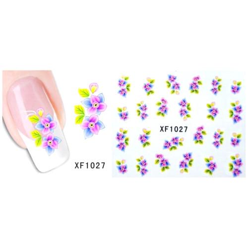 Nail Art Decals, Water Transfer Sliders, Flowers, Purple. XF1027 - BEADED CREATIONS