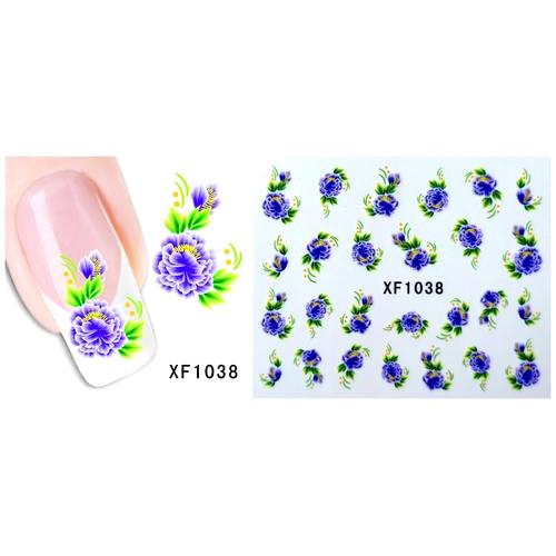 Nail Art Decals, Water Transfer Sliders, Flowers, Purple. XF1038 - BEADED CREATIONS