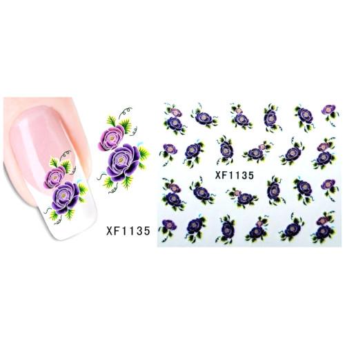 Nail Art Decals, Water Transfer Sliders, Flowers, Purple. XF1135 - BEADED CREATIONS