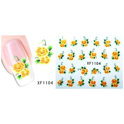 Nail Art Decals, Water Transfer Sliders, Flowers, Yellow. XF1104 - BEADED CREATIONS