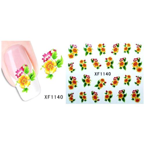 Nail Art Decals, Water Transfer Sliders, Flowers, Yellow. XF1140 - BEADED CREATIONS