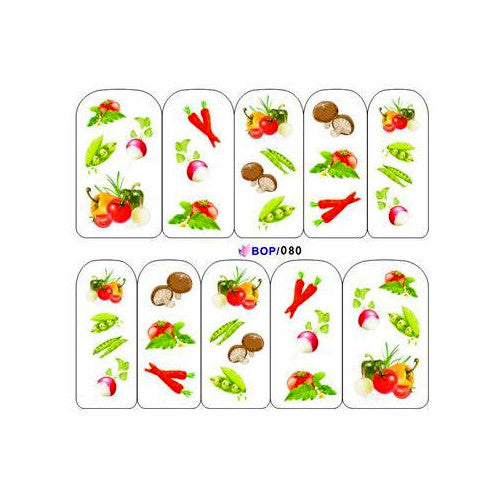 Nail Art Decals, Water Transfer Sliders, Vegetables, Multicolored. BOP080 - BEADED CREATIONS