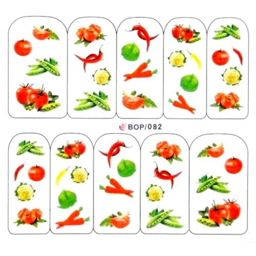 Nail Art Decals, Water Transfer Sliders, Vegetables, Multicolored. BOP082 - BEADED CREATIONS