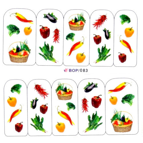 Nail Art Decals, Water Transfer Sliders, Vegetables, Multicolored. BOP083 - BEADED CREATIONS