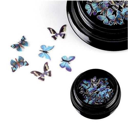 Nail Art Decorations, Wood Pulp Slices, Butterflies, Blue - BEADED CREATIONS