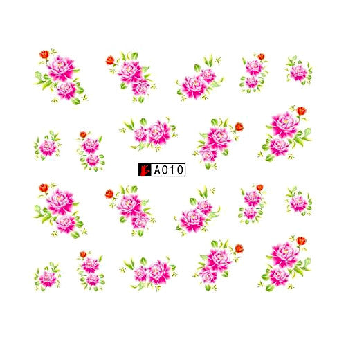 Nail Art Sliders, Water Transfer Decals, Floral, Roses, Pink, A010 - BEADED CREATIONS