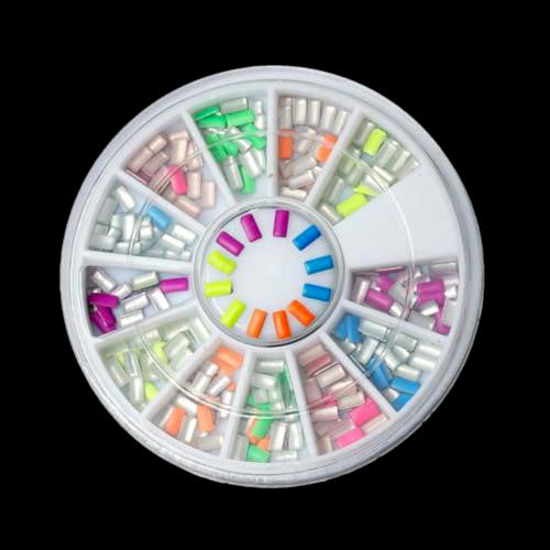 Nail Art Studs, Metal, Rectangle, Assorted, Neon, Nail Art Wheel - BEADED CREATIONS