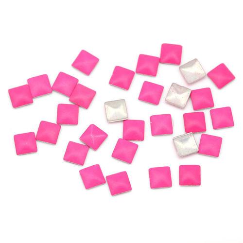 Nail Art Studs, Metal, Square, Pink, 2mm - BEADED CREATIONS