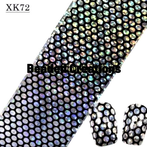 Nail Art Transfer Foils, Dots, Black, Silver, XK72 - BEADED CREATIONS