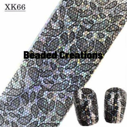 Nail Art Transfer Foils, Geometric Lace, Black, XK66 - BEADED CREATIONS