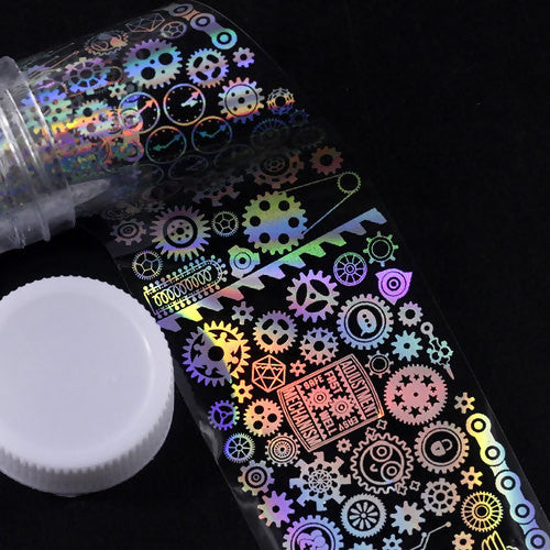 Nail Art Transfer Foils, Holographic, Steampunk Theme - BEADED CREATIONS