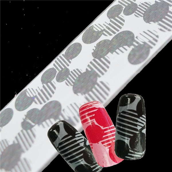 Nail Art Transfer Foils, Striped Sequin Circles, White, JW12 - BEADED CREATIONS