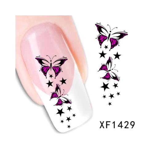 Nail Art Water Transfer Decals, Purple, Black, Butterfly. XF1429 - BEADED CREATIONS