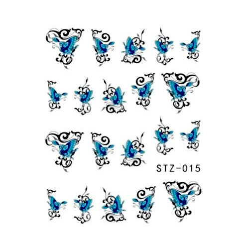 Nail Art Water Transfers Decals, Butterflies, Blue. STZ-015 - BEADED CREATIONS