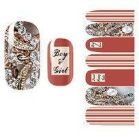 Nail Art Wraps, Beige, Brown, Striped, Words - BEADED CREATIONS