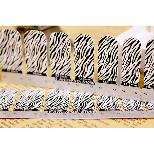 Nail Art Wraps, Black, White, Zebra Print - BEADED CREATIONS