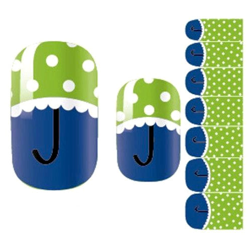 Nail Art Wraps, Green, Blue, Polka Dot, Umbrella - BEADED CREATIONS