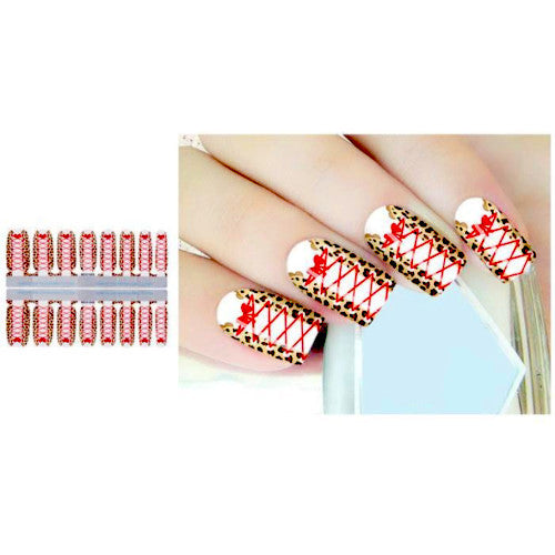 Nail Art Wraps, Leopard Print With Red Lace-Up - BEADED CREATIONS