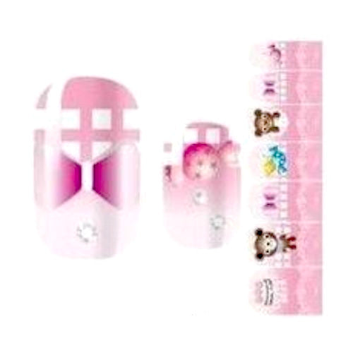 Nail Art Wraps, Pink, Bears, Bows - BEADED CREATIONS