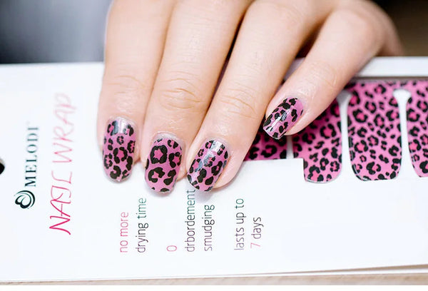 Nail Art Wraps, Pink, Black, Leopard Print - BEADED CREATIONS