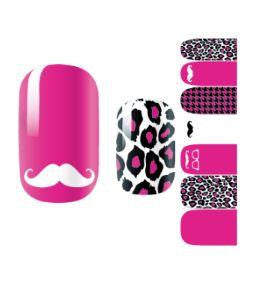 Nail Art Wraps, Pink, White, Moustache, Leopard Print - BEADED CREATIONS