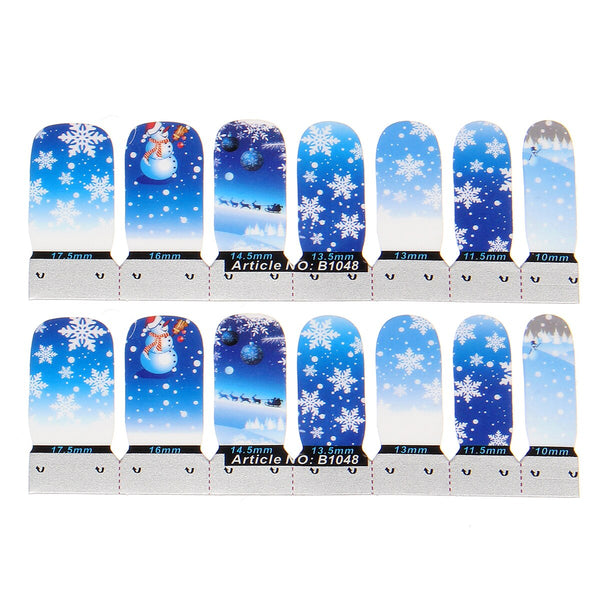 Nail Art Wraps, White, Blue, Snowflakes, Christmas Theme - BEADED CREATIONS