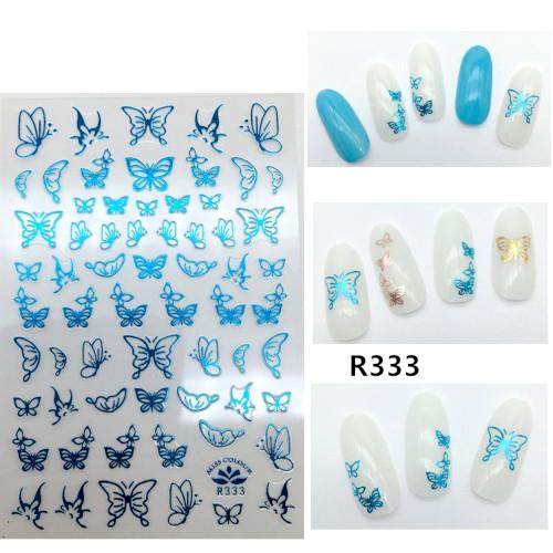 Nail Art, Butterfly, 3D, Blue, Nail Art Decoration, Stickers, 333 - BEADED CREATIONS