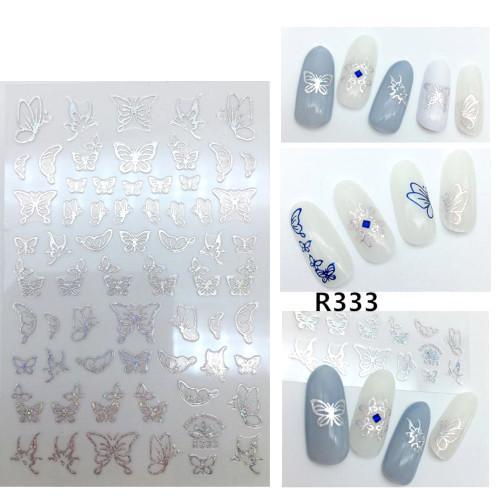 Nail Art, Butterfly, 3D, Nail Art Decoration, Silver, Stickers, 333 - BEADED CREATIONS