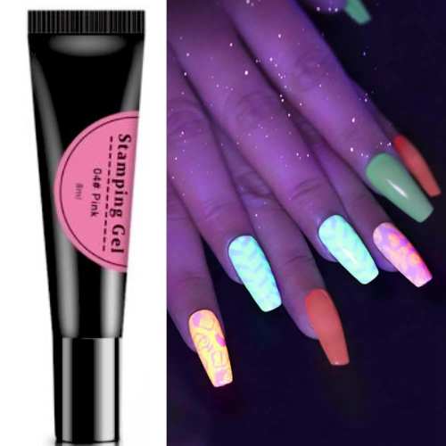 Nail Art, Fluorescence Stamping Gel, UV, LED Soak Off, Pink - BEADED CREATIONS