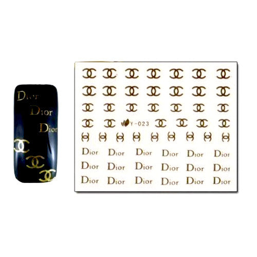 Nail Art, Gold, Dior Print, Water Transfer Decals. Y023 - BEADED CREATIONS