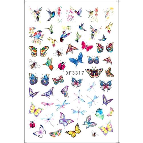 Nail Art, Nail Stickers, Birds, Butterflies, Dragonflies, Bees, XF3317 - BEADED CREATIONS