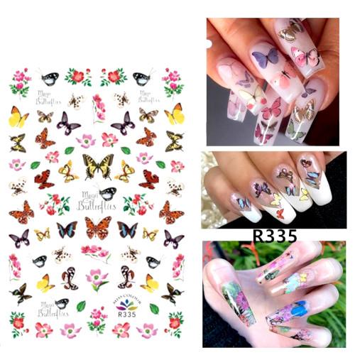 Nail Art, Nail Stickers, Butterflies, Flowers, 335 - BEADED CREATIONS