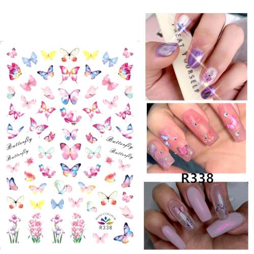Nail Art, Nail Stickers, Butterflies, Flowers, 338 - BEADED CREATIONS