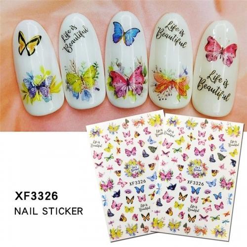 Nail Art, Nail Stickers, Butterflies, Flowers, Dragonflies, XF3326 - BEADED CREATIONS