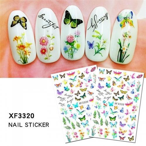 Nail Art, Nail Stickers, Butterflies, Flowers, Leaves, XF3320 - BEADED CREATIONS