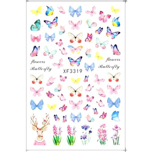 Nail Art, Nail Stickers, Butterflies, Flowers, Reindeer, XF3319 - BEADED CREATIONS
