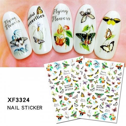 Nail Art, Nail Stickers, Butterflies, Flowers, XF3324 - BEADED CREATIONS