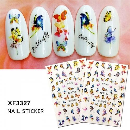 Nail Art, Nail Stickers, Butterflies, Flowers, XF3327 - BEADED CREATIONS