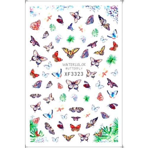 Nail Art, Nail Stickers, Butterflies, Leaves, XF3323 - BEADED CREATIONS